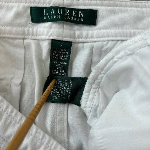 Lauren Ralph Lauren White Bermuda Shorts Size 4 Cotton Blend - Picture 2 of 6